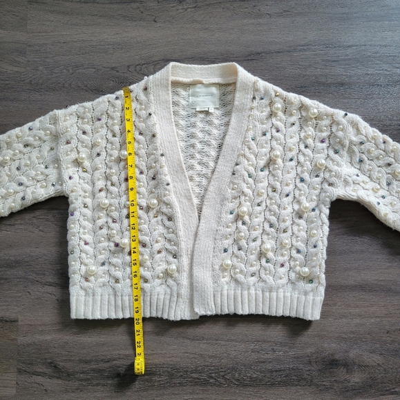 by Anthropologie Ivory Kimono in Things Party Pearl Cardigan One Size - Picture 15 of 16